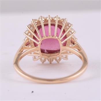 9K Gold 6.63 Ct Cushion Tourmaline Ring 7 US Ring Size