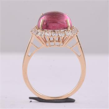 9K Gold 6.63 Ct Cushion Tourmaline Ring 7 US Ring Size