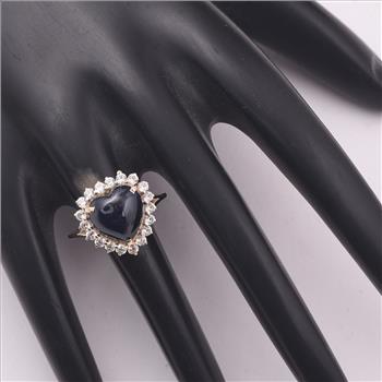 9K Gold 6.72 Ct Heart Sapphire Ring 7 US Ring Size