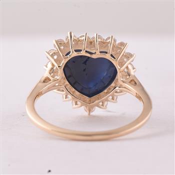 9K Gold 6.72 Ct Heart Sapphire Ring 7 US Ring Size