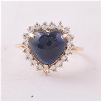 9K Gold 6.72 Ct Heart Sapphire Ring 7 US Ring Size