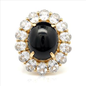 9K Gold 7.91 Ct Oval Sapphire Ring 7 US Ring Size