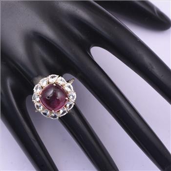 9K Gold 8.01 Ct Cushion Tourmaline Ring 7 US Ring Size