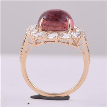 9K Gold 8.01 Ct Cushion Tourmaline Ring 7 US Ring Size