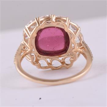 9K Gold 8.01 Ct Cushion Tourmaline Ring 7 US Ring Size