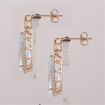 9K Gold 8.07 Ct Pear Aquamarine Earrings