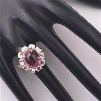 9K Gold 8.10 Ct Oval Tourmaline Ring 7 US Ring Size