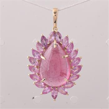9K Gold 8.32 Ct Pear Tourmaline Pendant
