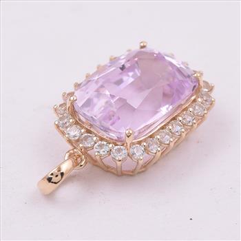 9K Gold 8.70 Ct Cushion Kunzite Pendant