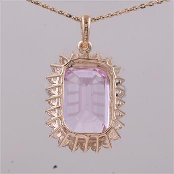 9K Gold 8.70 Ct Cushion Kunzite Pendant