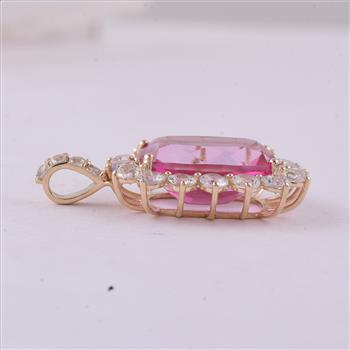 9K Gold 9.14 Ct Cushion Pink Topaz Pendant