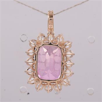 9K Gold 9.14 Ct Cushion Pink Topaz Pendant