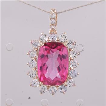 9K Gold 9.14 Ct Cushion Pink Topaz Pendant