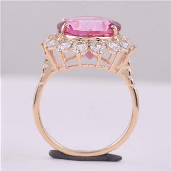 9K Gold 9.45 Ct Round Pink Topaz Ring 7 US Ring Size