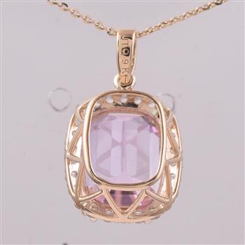 9K Gold 9.66 Ct Cushion Kunzite Pendant