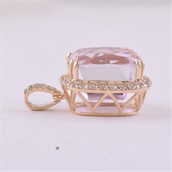 9K Gold 9.66 Ct Cushion Kunzite Pendant