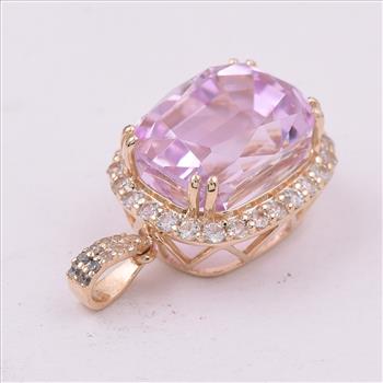 9K Gold 9.66 Ct Cushion Kunzite Pendant