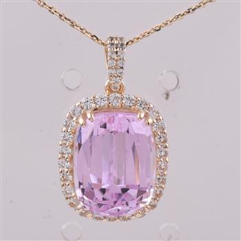 9K Gold 9.66 Ct Cushion Kunzite Pendant