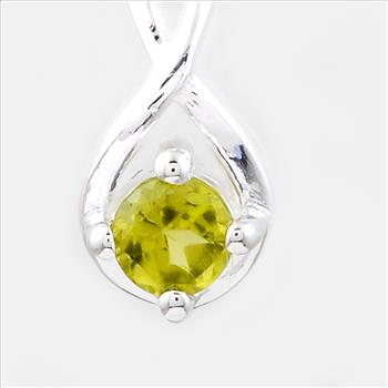 NO RESERVE 0.12 Ct Round Peridot, 925 Sterling Silver Pendant