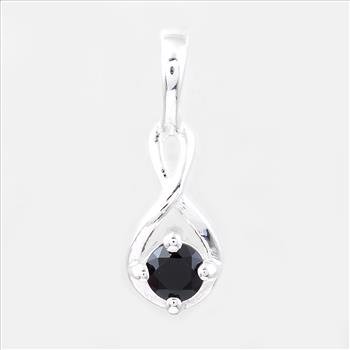 NO RESERVE 0.13 Ct Round Black Spinal, 925 Sterling Silver Pendant