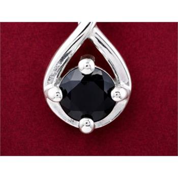 NO RESERVE 0.13 Ct Round Black Spinal, 925 Sterling Silver Pendant