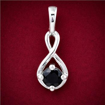 NO RESERVE 0.13 Ct Round Black Spinal, 925 Sterling Silver Pendant