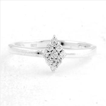NO RESERVE 0.35 Ct Round Cubic Zirconia 925 Sterling Silver Ring