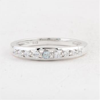 NO RESERVE 0.36 Ct Round Swiss Blue Topaz 925 Sterling Silver Ring
