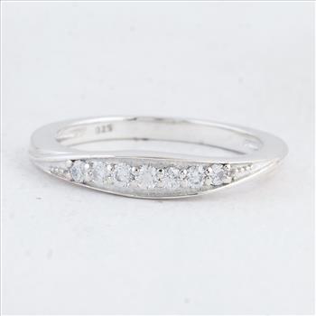 NO RESERVE 0.38 Ct Round Cubic Zirconia 925 Sterling Silver Ring