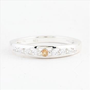 NO RESERVE 0.39 Ct Round Citrine 925 Sterling Silver Ring