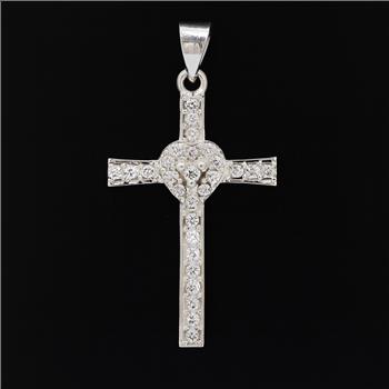 NO RESERVE 0.41 Ct Round Cubic Zirconia 925 Sterling Silver Pendant