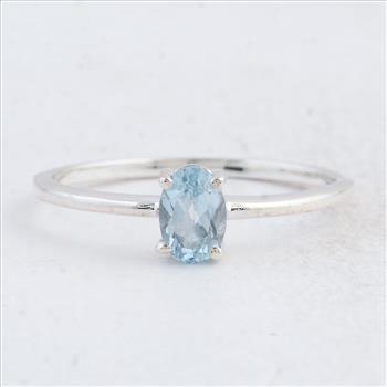 NO RESERVE 0.45 Ct Oval Swiss Blue Topaz 925 Sterling Silver Ring