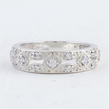 NO RESERVE 0.52 Ct Round Cubic Zirconia 925 Sterling Silver Ring