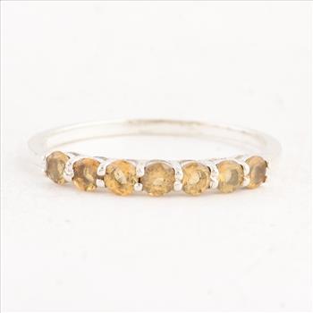 NO RESERVE 0.55 Ct Round Citrine 925 Sterling Silver Ring