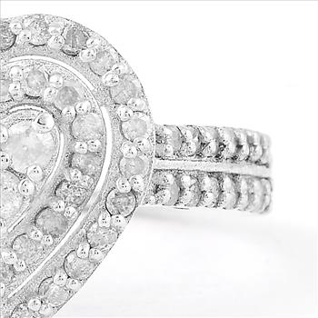 NO RESERVE 0.56 Ct Round Diamond, 925 Sterling Silver Ring