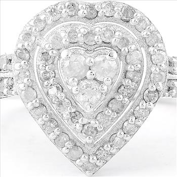 NO RESERVE 0.56 Ct Round Diamond, 925 Sterling Silver Ring