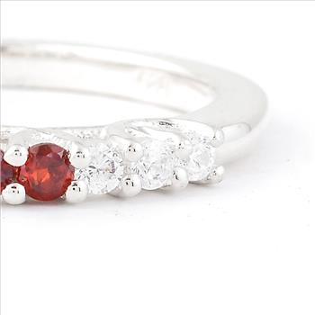 NO RESERVE 0.56 Ct Round Garnet, Cubic Zirconia 925 Sterling Silver Ring