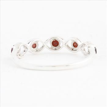 NO RESERVE 0.60 Ct Round Garnet 925 Sterling Silver Ring