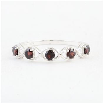 NO RESERVE 0.60 Ct Round Garnet 925 Sterling Silver Ring