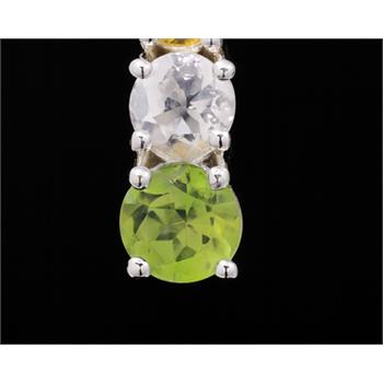NO RESERVE 0.60 Ct Round Peridot, White Topaz, Citrine 925 Sterling Silver Pendant