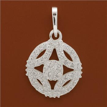 NO RESERVE 0.64 Ct Round Cubic Zirconia 925 Sterling Silver Pendant