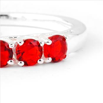 NO RESERVE 0.66 Ct Round Created Ruby 925 Sterling Silver Ring