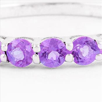 NO RESERVE 0.68 Ct Round Amethyst, 925 Sterling Silver Ring