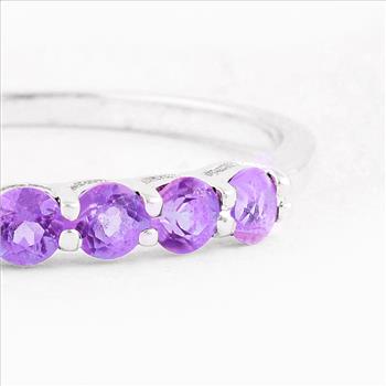 NO RESERVE 0.68 Ct Round Amethyst, 925 Sterling Silver Ring