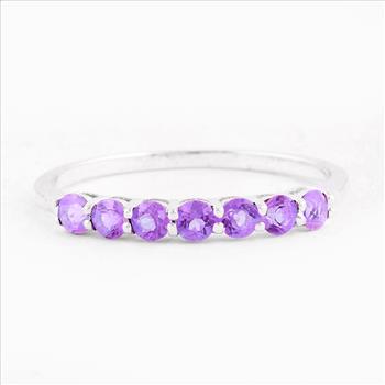 NO RESERVE 0.68 Ct Round Amethyst, 925 Sterling Silver Ring