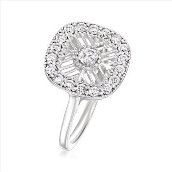 NO RESERVE 0.70 ct. Moissanite Round Sterling Silver Women Ring Size 6