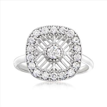 NO RESERVE 0.70 ct. Moissanite Round Sterling Silver Women Ring Size 7