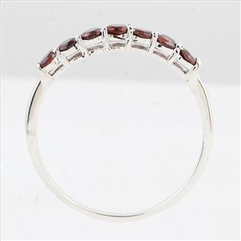 NO RESERVE 0.70 Ct Round Garnet 925 Sterling Silver Ring