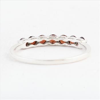 NO RESERVE 0.70 Ct Round Garnet 925 Sterling Silver Ring