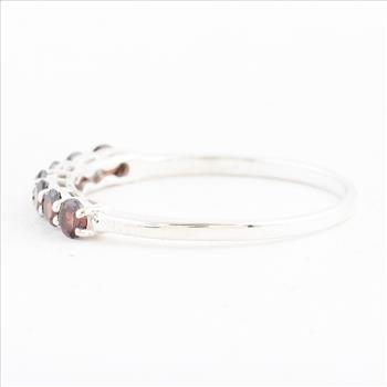 NO RESERVE 0.70 Ct Round Garnet 925 Sterling Silver Ring